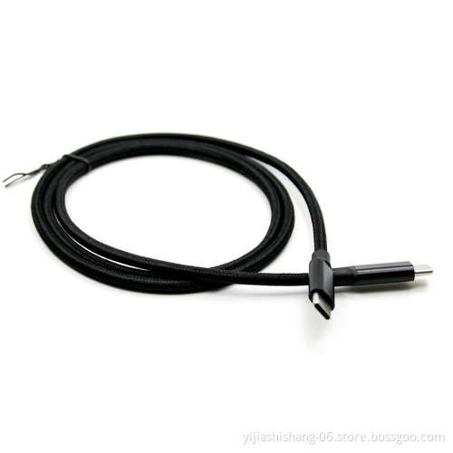 Yijiashishang 2020 Black Color Nylon Braided Type C to Type C Usb Charger Cable